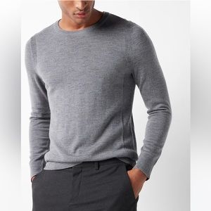 NWT Express Solid Merino Wool Crew Neck Sweater; heather gray size xxl